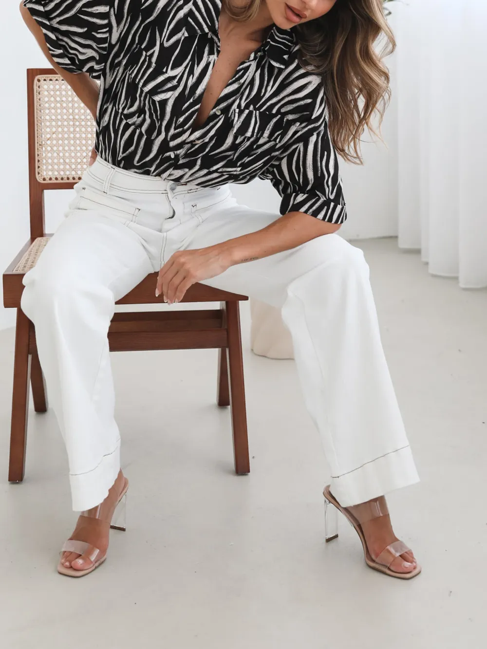 Casual Style Black Print Shirt