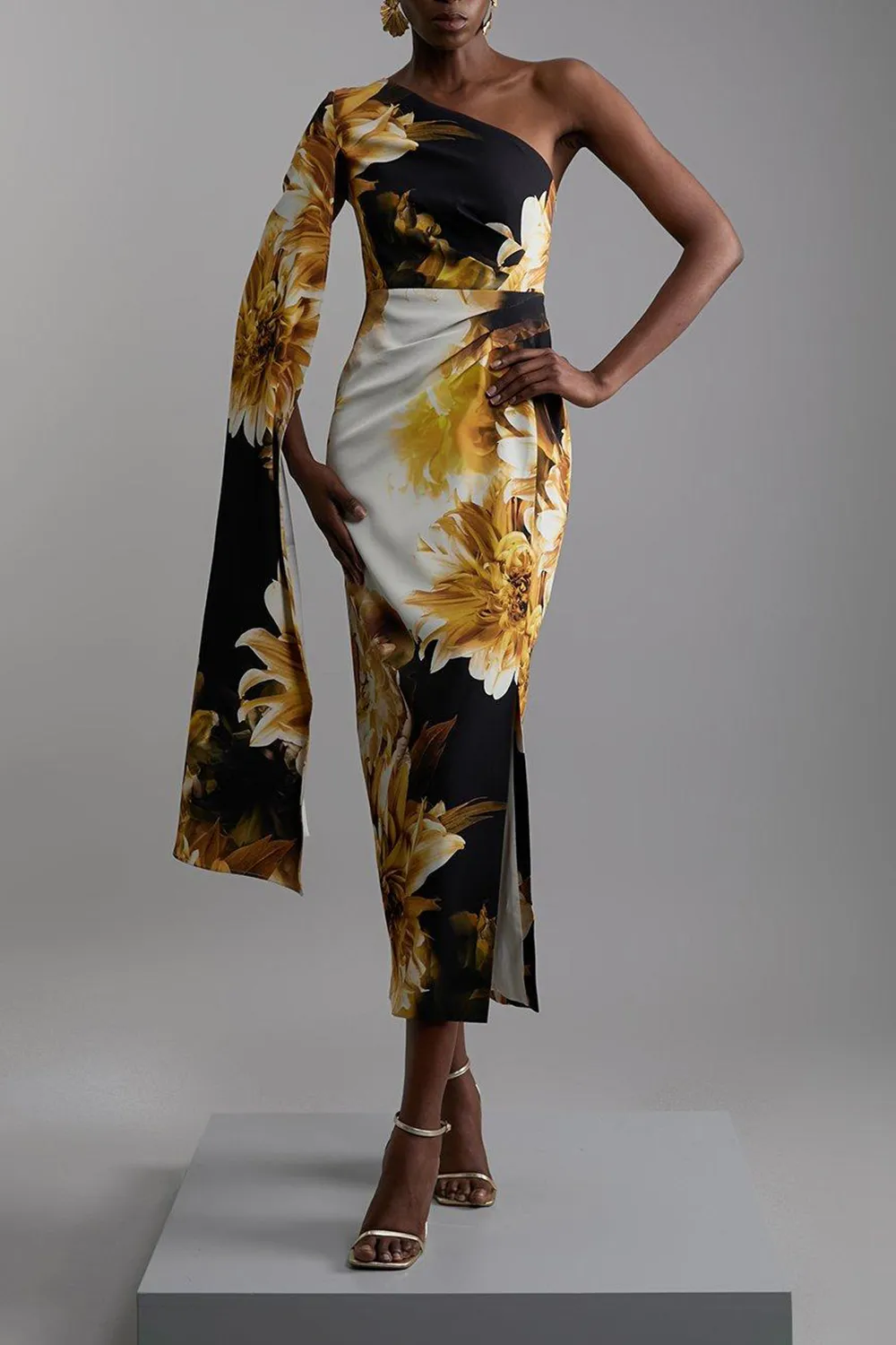 Random Printing Viscose Jersey Hardware Maxi Dress