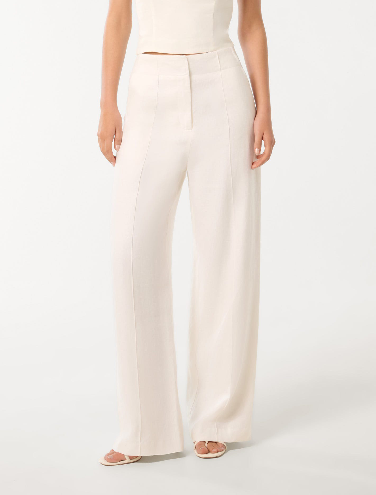 White Linen Wide-Leg Pants