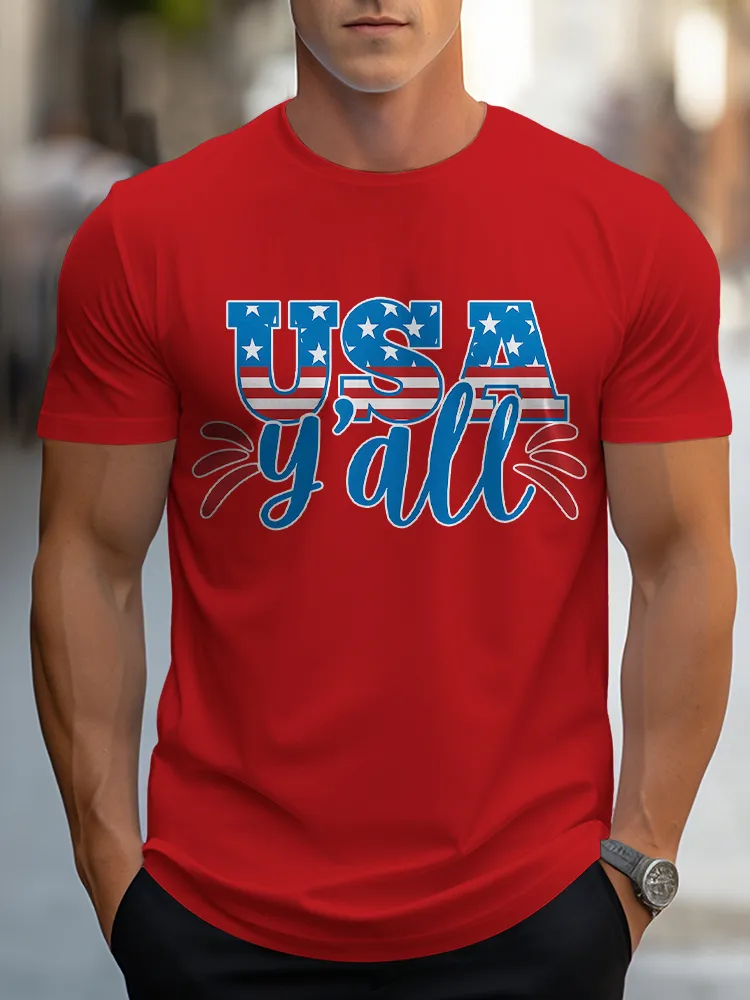 Man'S USA Y'All Round-Neck Short-Sleeved T-Shirt