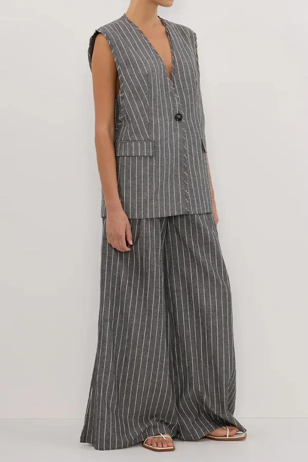 Slate Stripe Oversized Vest