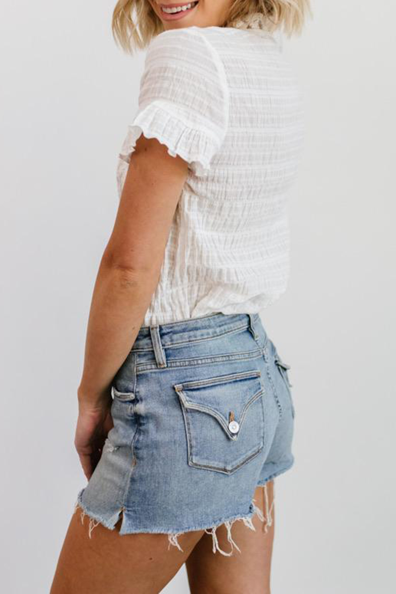 Simple Texture With Lotus Leaf Edge Shirt