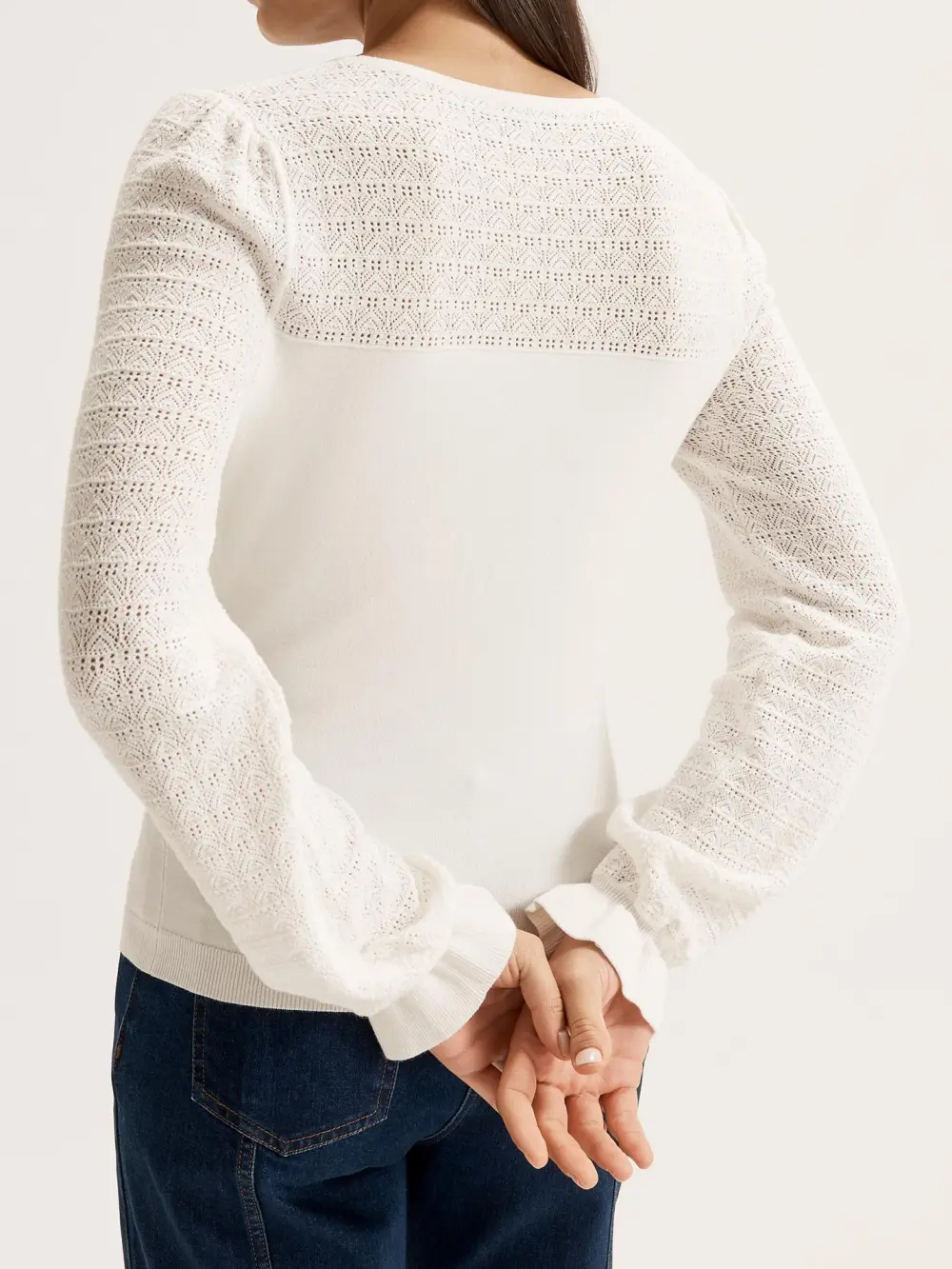 White Hollow Bell Sleeves Jumpers