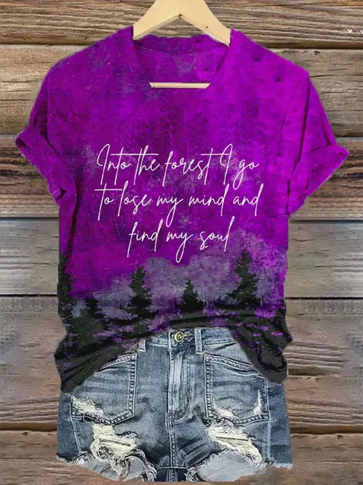 Woman'S Into The Forest I Go To Lose My Mind And Find My Soul V-Nack Short Sleeve T-Shirt