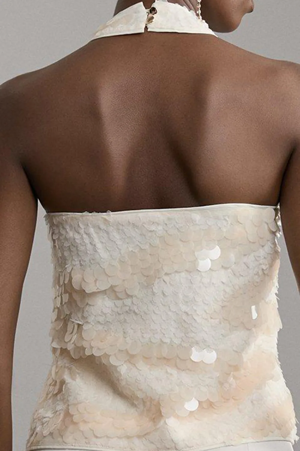 Textured Sequin Woven Halterneck Top