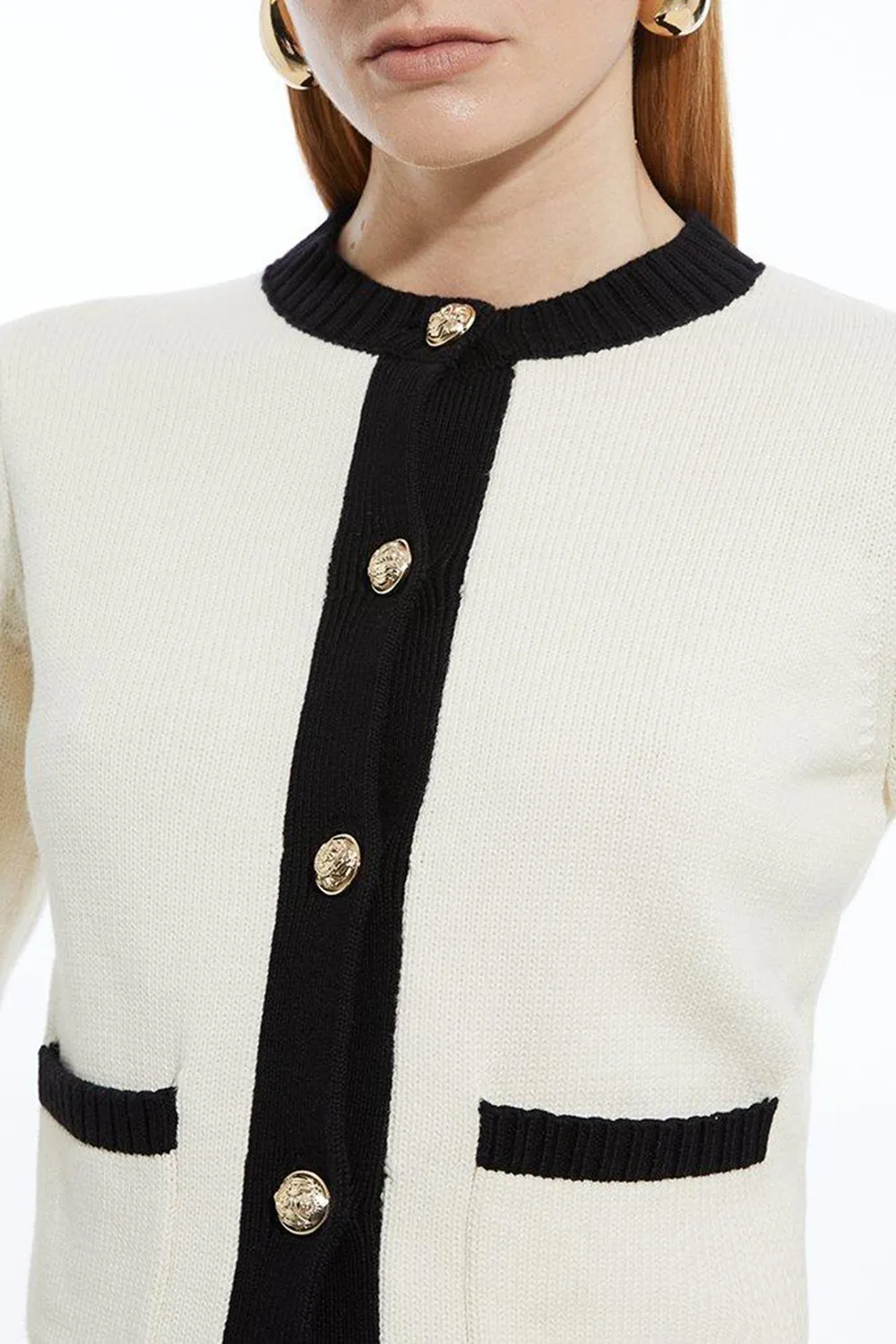 Cotton Cropped Knit Boxy Cardigan