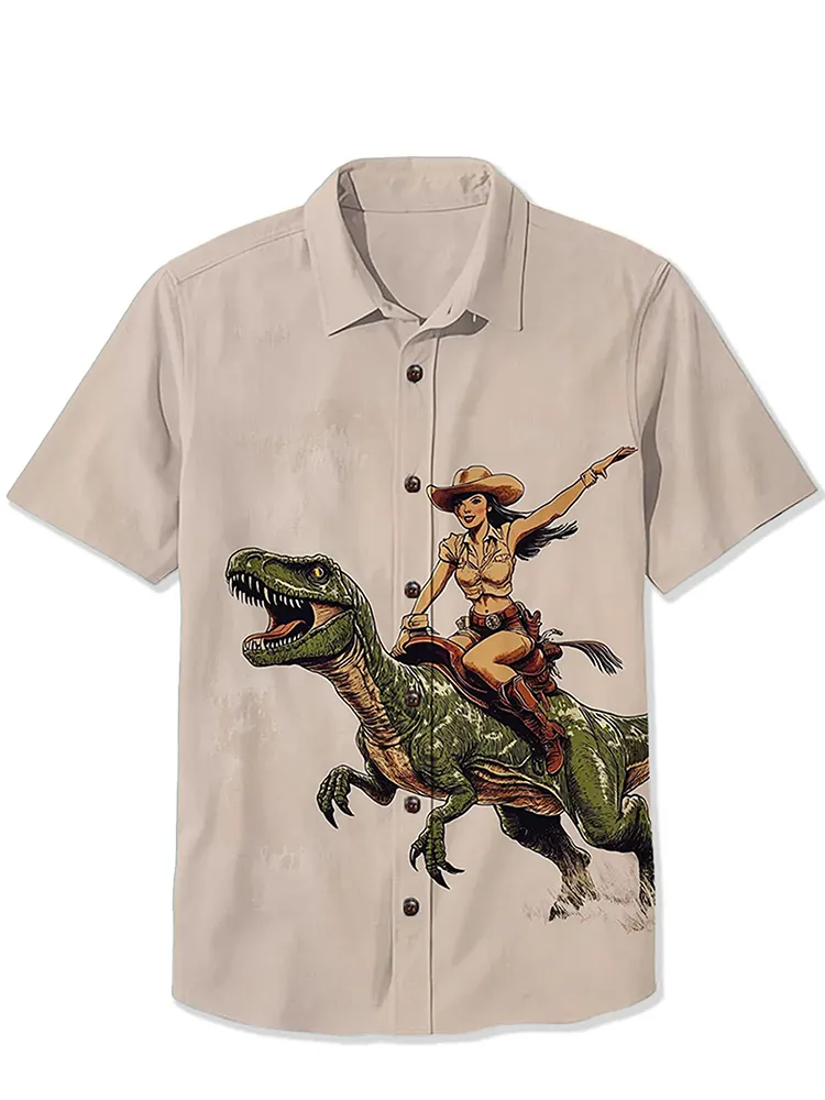 A Cowgirl Riding A Dinosaur Shirt