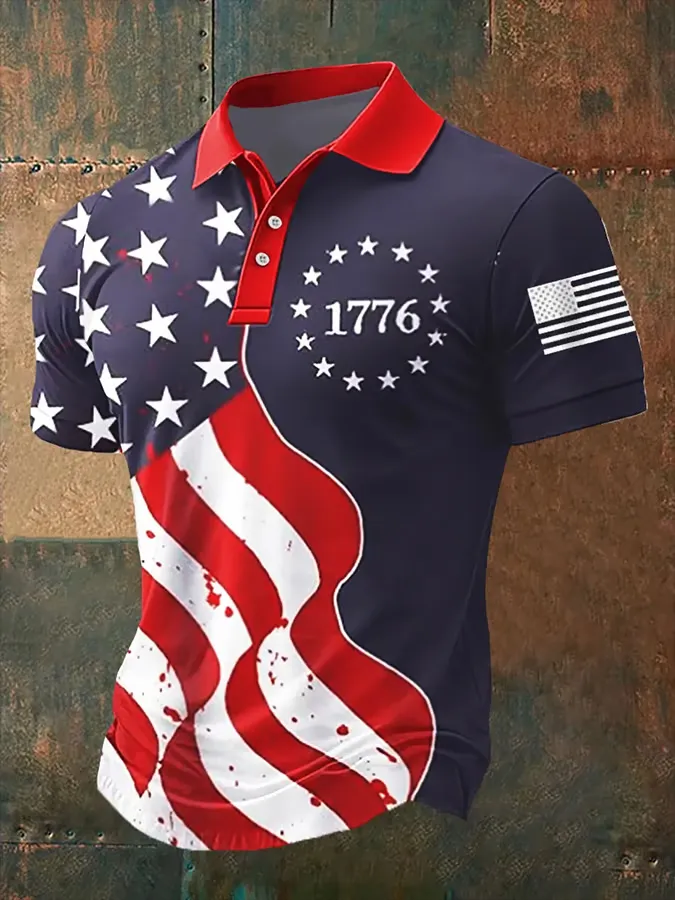 Men'S The Stars And Stripes With The 1776 Print Polo Shirt