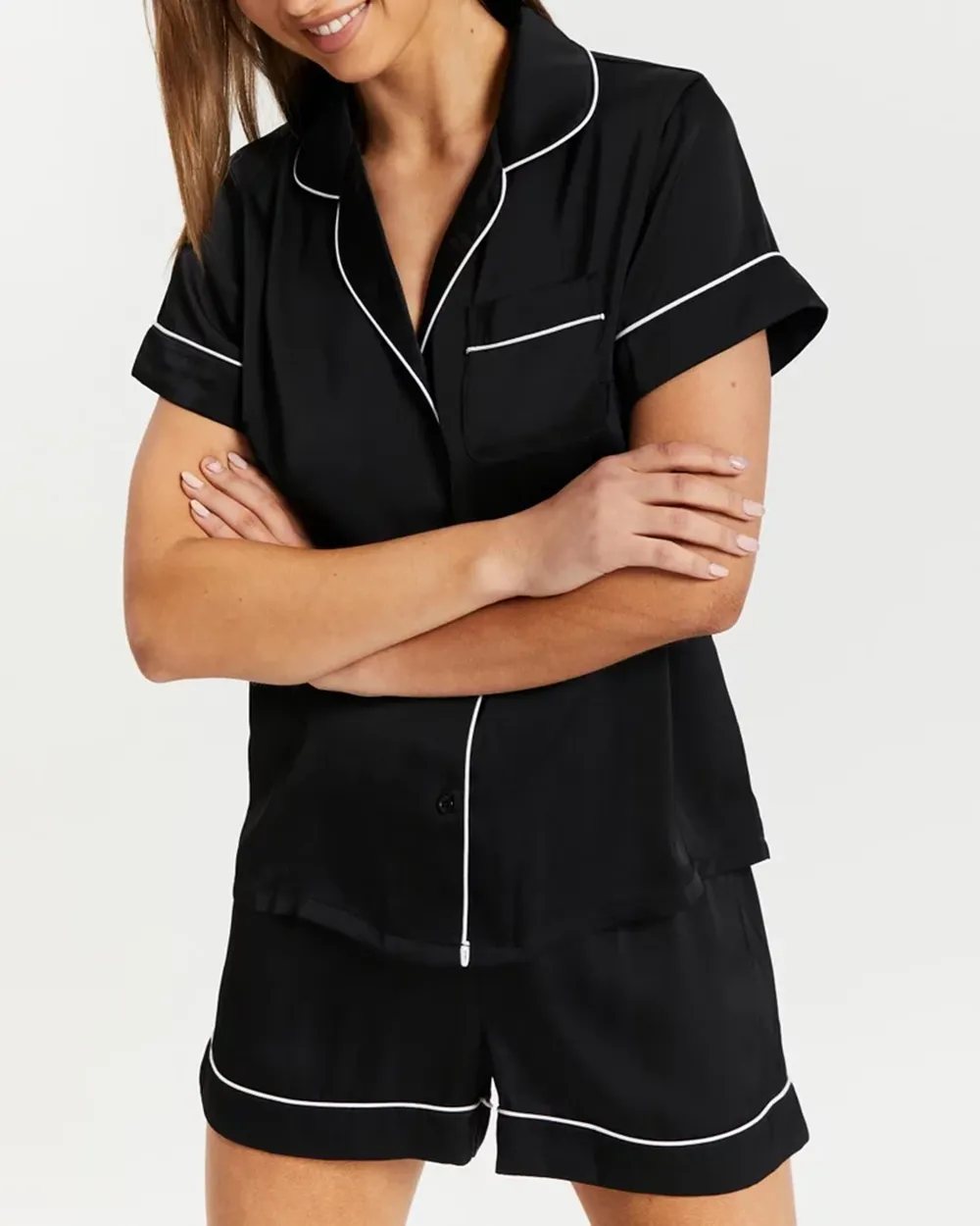 Short Satin Shirt PJ Set