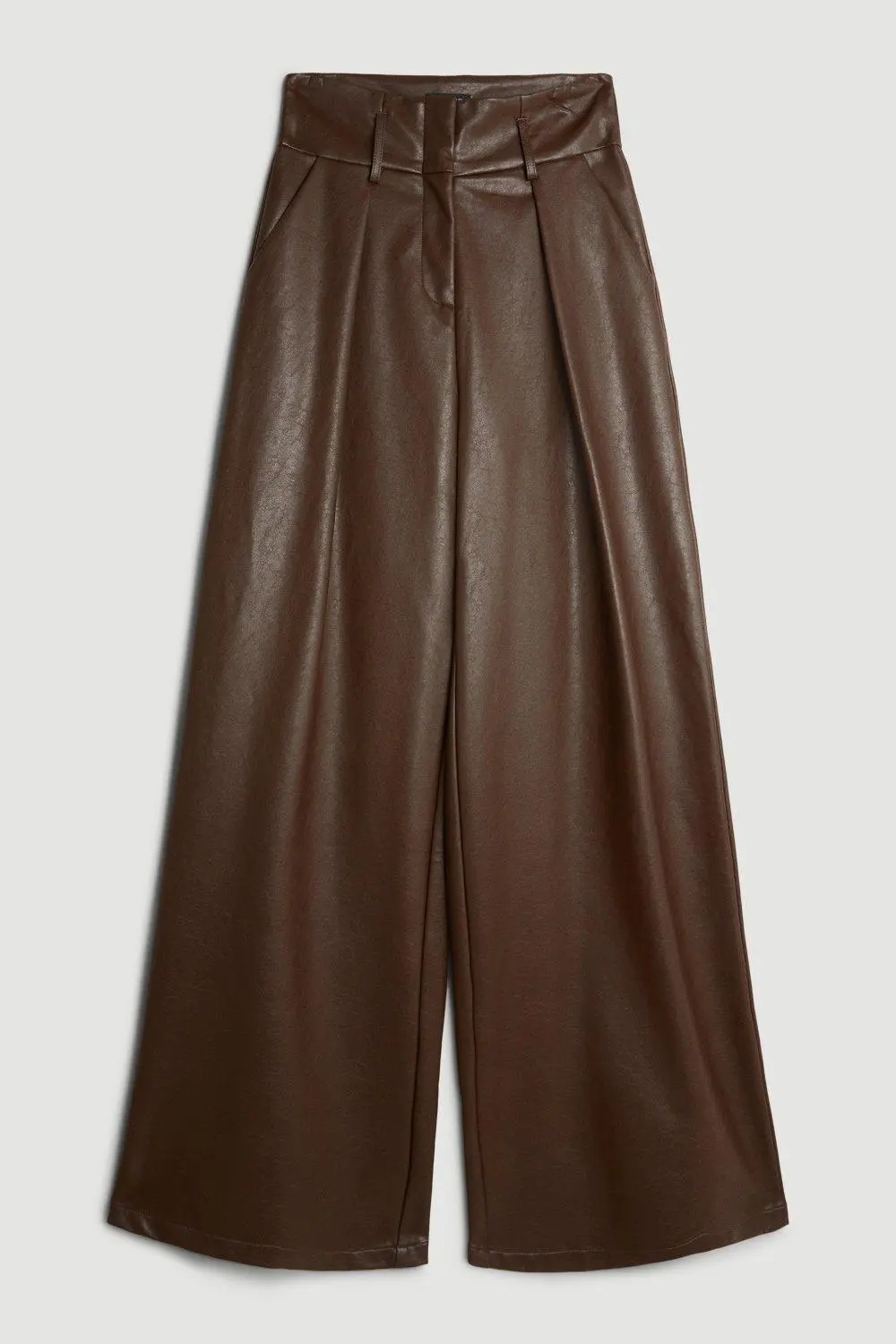 Faux Leather High Waisted Wide Leg Trousers