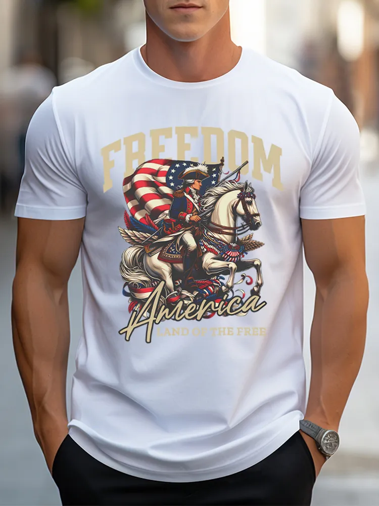 Freedom America Land Of The Free Print Short Sleeves T-Shirt