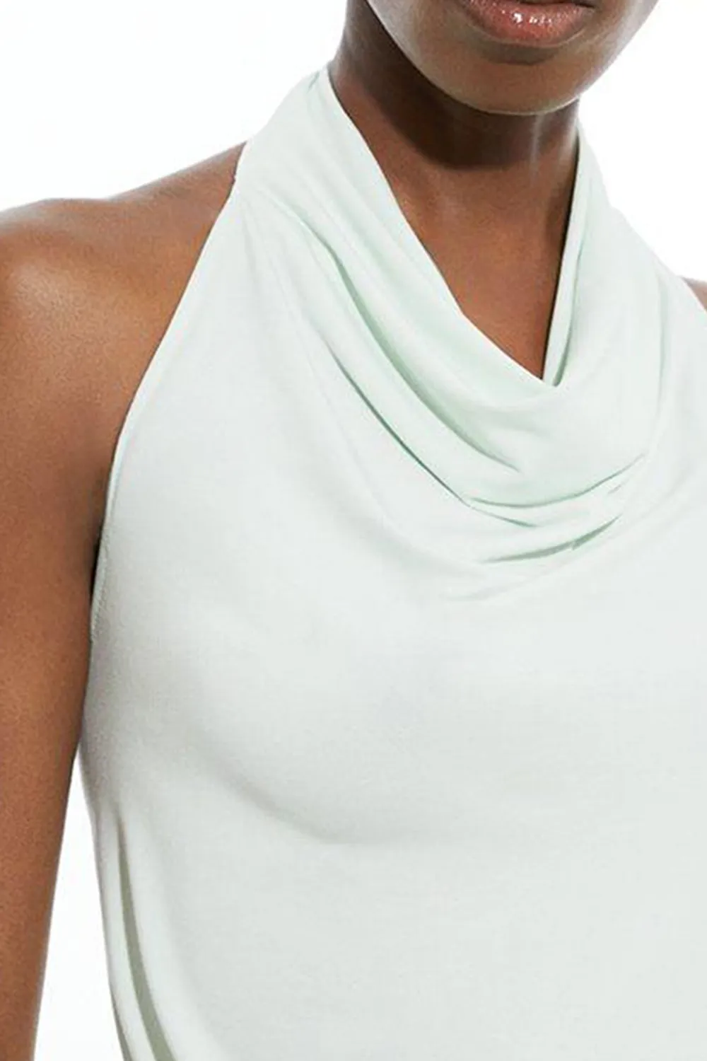 Jersey Knit Mix Halter Neck Top