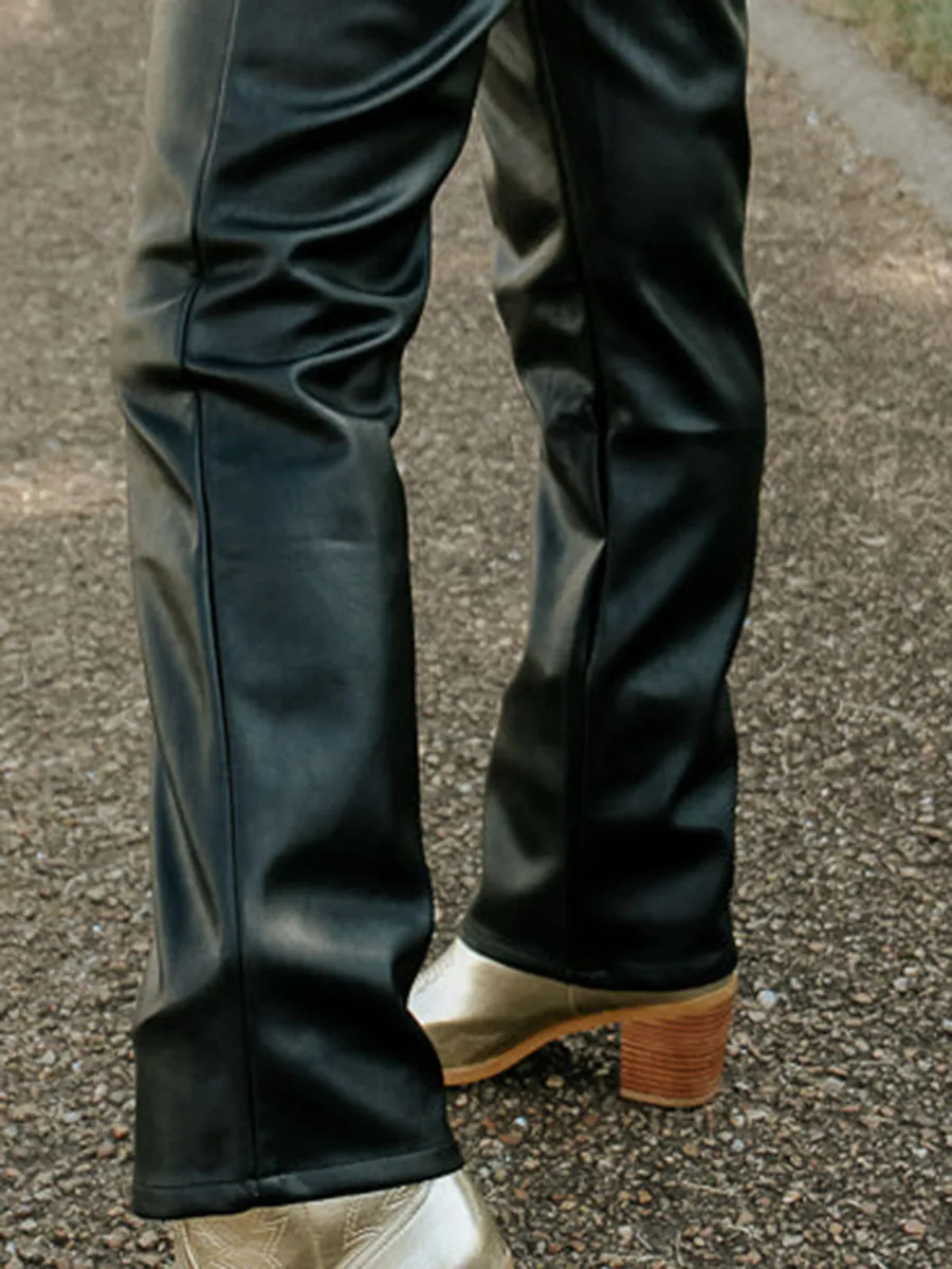 Vintage Faux Leather Slim Pants
