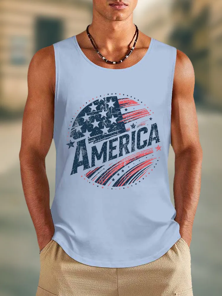 Men'S America Round-Necked Sleeveless Vest