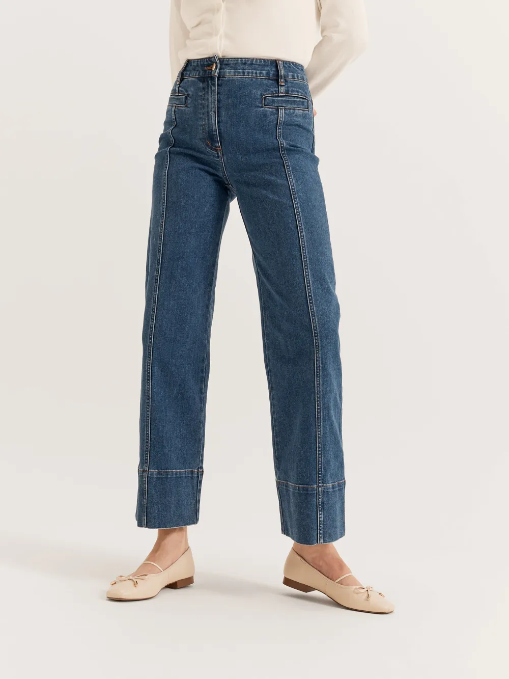 Slim Blue Denim Straight Leg Jeans