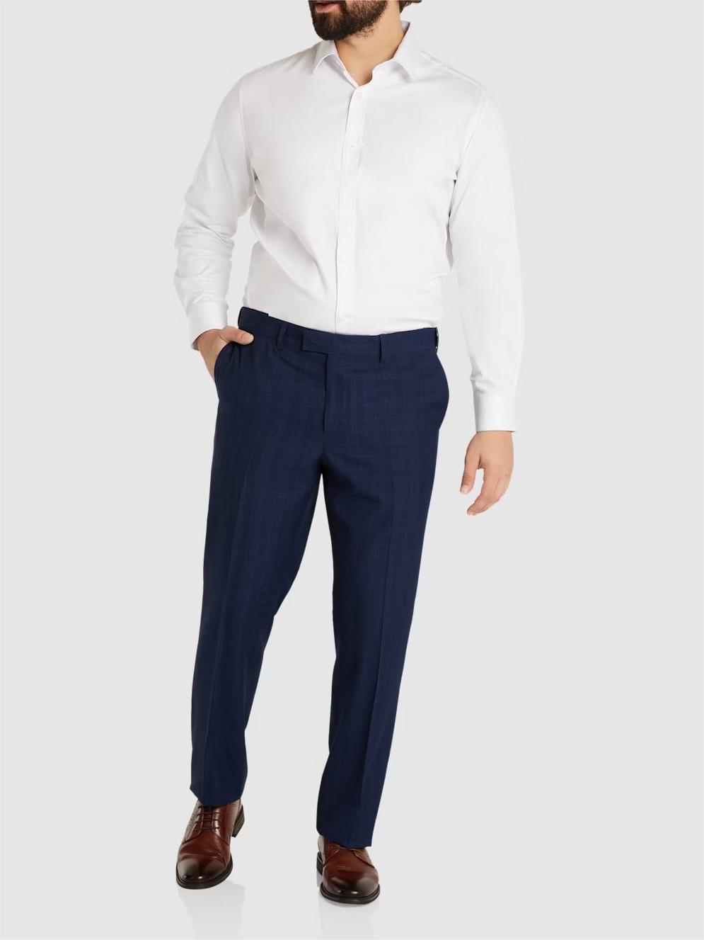 REGULAR FIT DARK BLUE POLYESTER TROUSERS