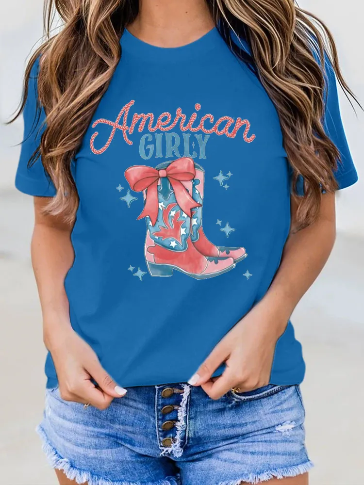 Woman'S America Girly Short-Sleeved T-Shirt