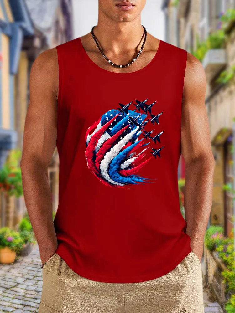 Men'S Airplane Smoke-Pulling Performance Round-Necked Sleeveless Vest