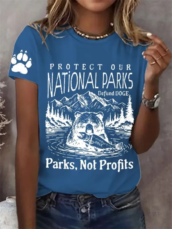 Woman'S Parks, Not Profits Round-Nack Short Sleeve T-Shirt