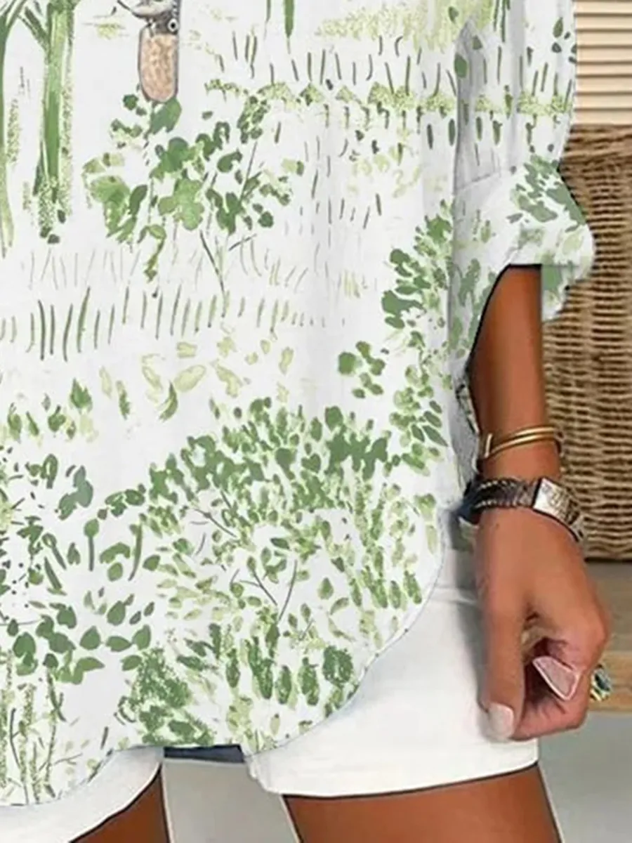 Women's Casual Forest Tree Print Shirt