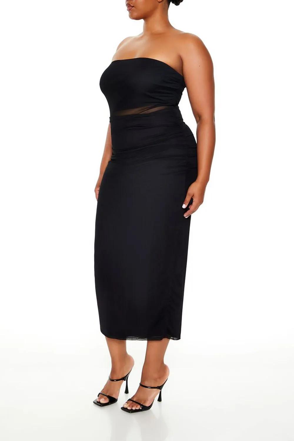 Plus Size Sheer Tube Maxi Dress