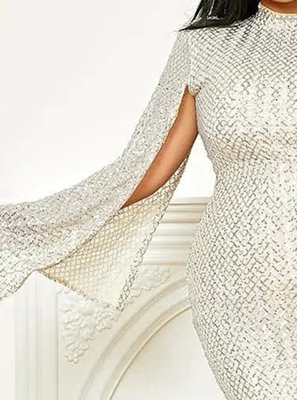 Glitter Bell Sleeve Mermaid Dress