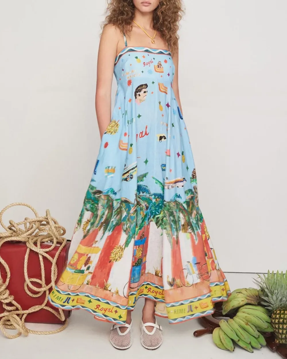 Spaghetti Straps Print Maxi Dress