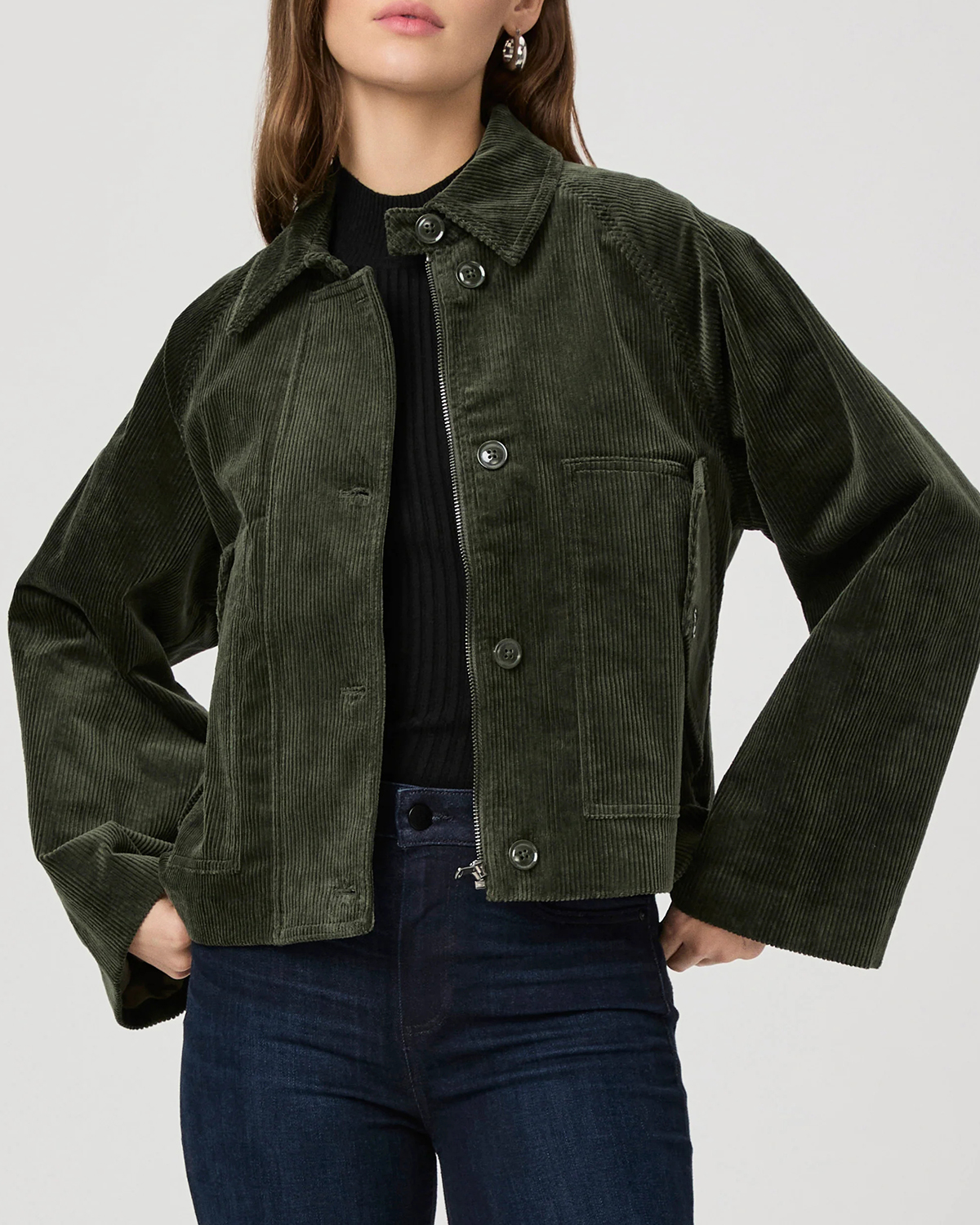 Dark Green Corduroy Boxy Fit Jacket