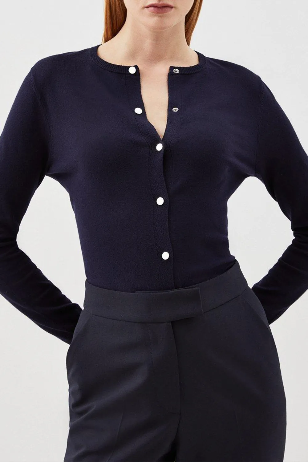 Viscose Blend Knitted Crew Neck Cardigan