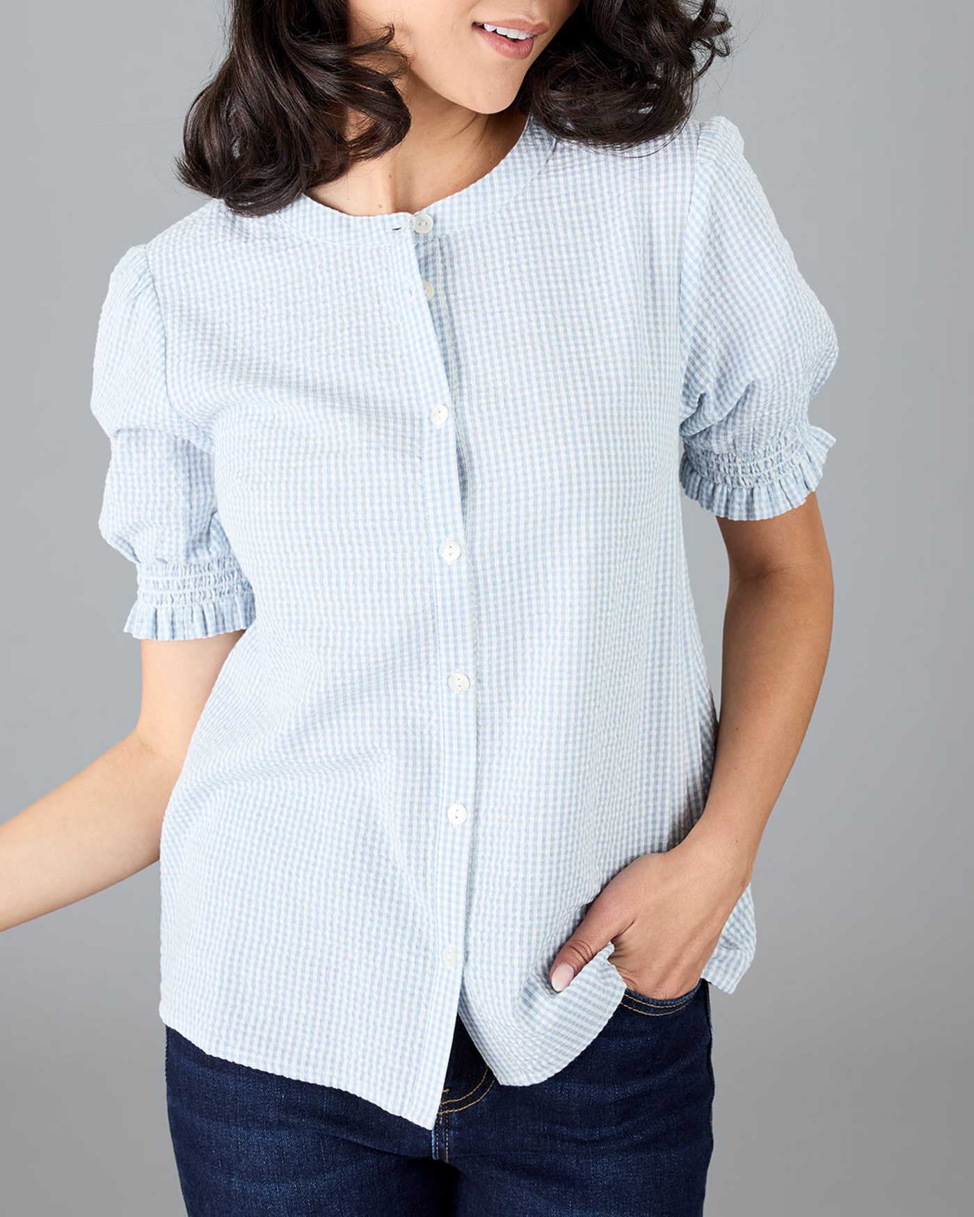 Striped Button Front Blouse