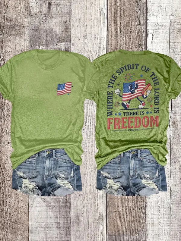 Woman'S Where The Spirit Of The Lord Is There Is Freedom Crew Neck Short Sleeve T-Shirt