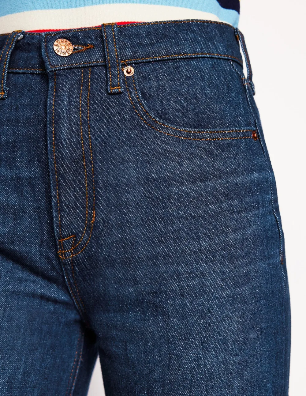 Dark Blue High - Waist Straight - Leg Jeans