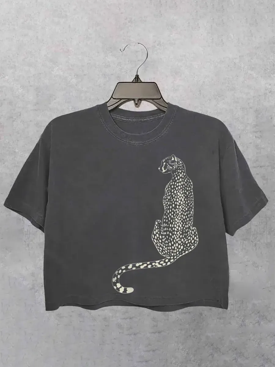 Boho Style Leopard Crop T-Shirt