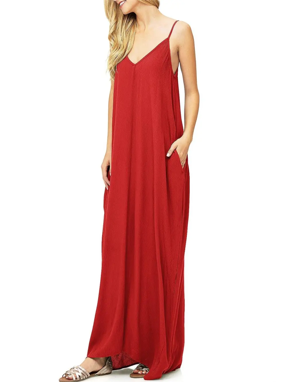 Red Sleeveless Maxi Dress