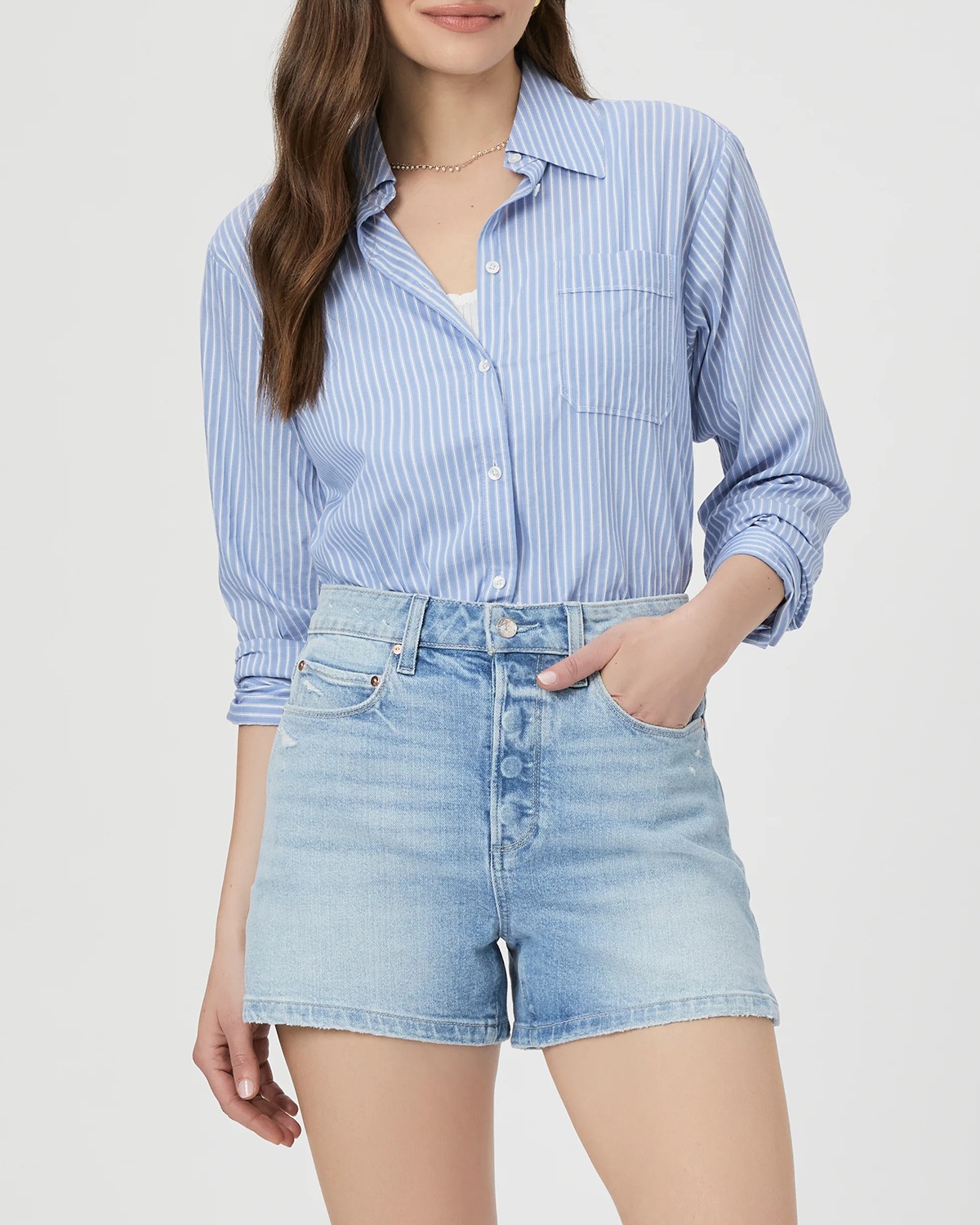 Light Blue Denim High Waisted Shorts