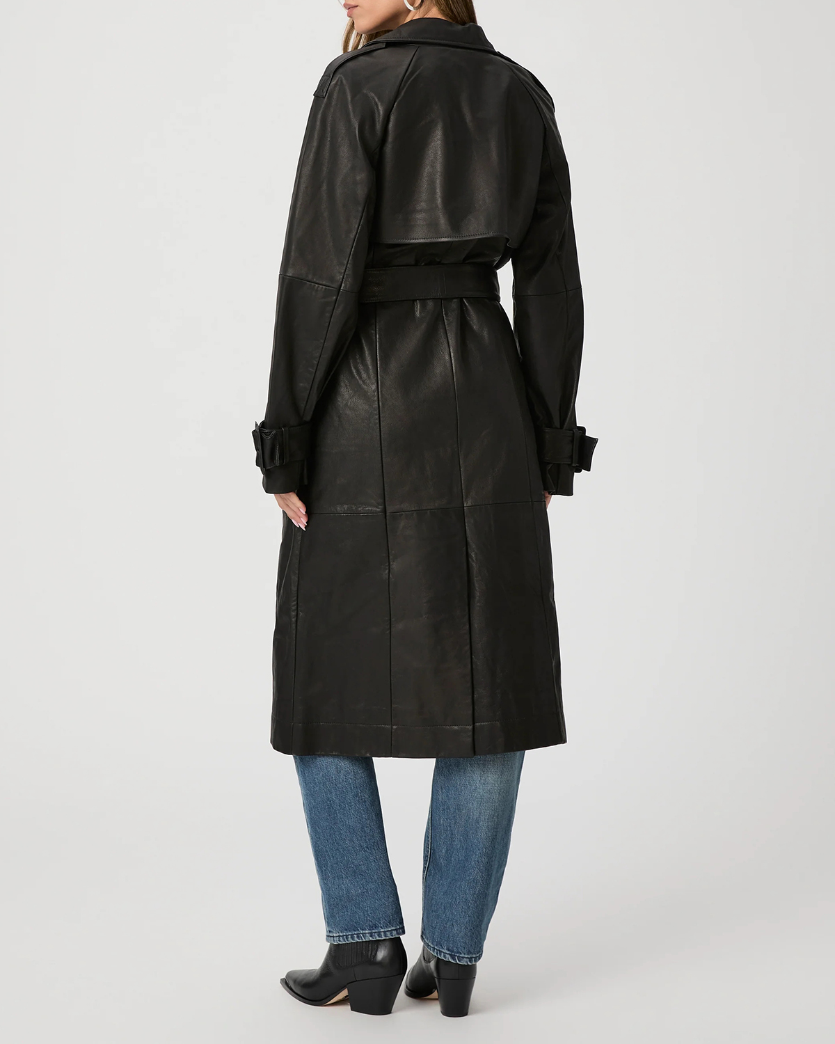 Black Faux Leather Trench Coat