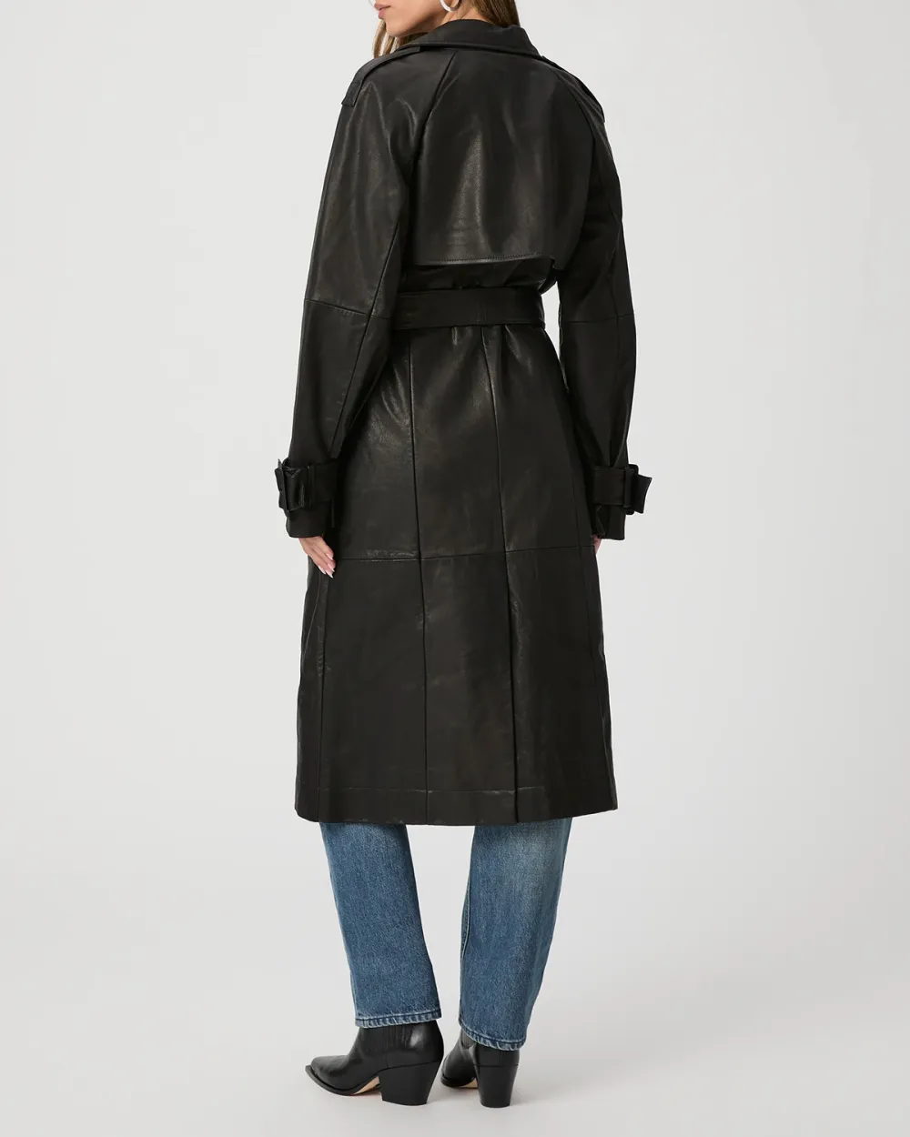 Black Faux Leather Trench Coat