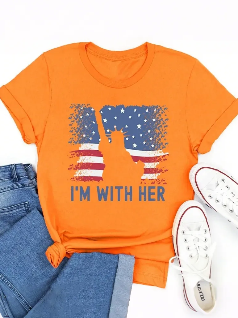 America Flag I'M With Her Teacher T-Shirt