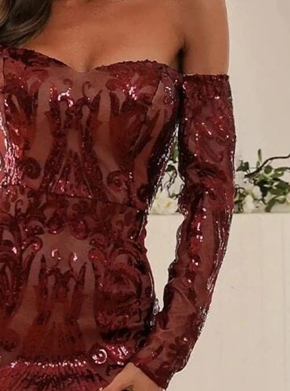 Off Shoulder Sequin Prom Dress