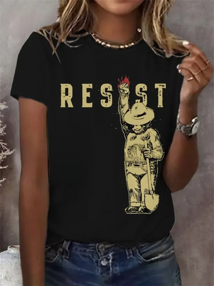 Women'S Protect Our National Parks Print Round Neck T-Shirt