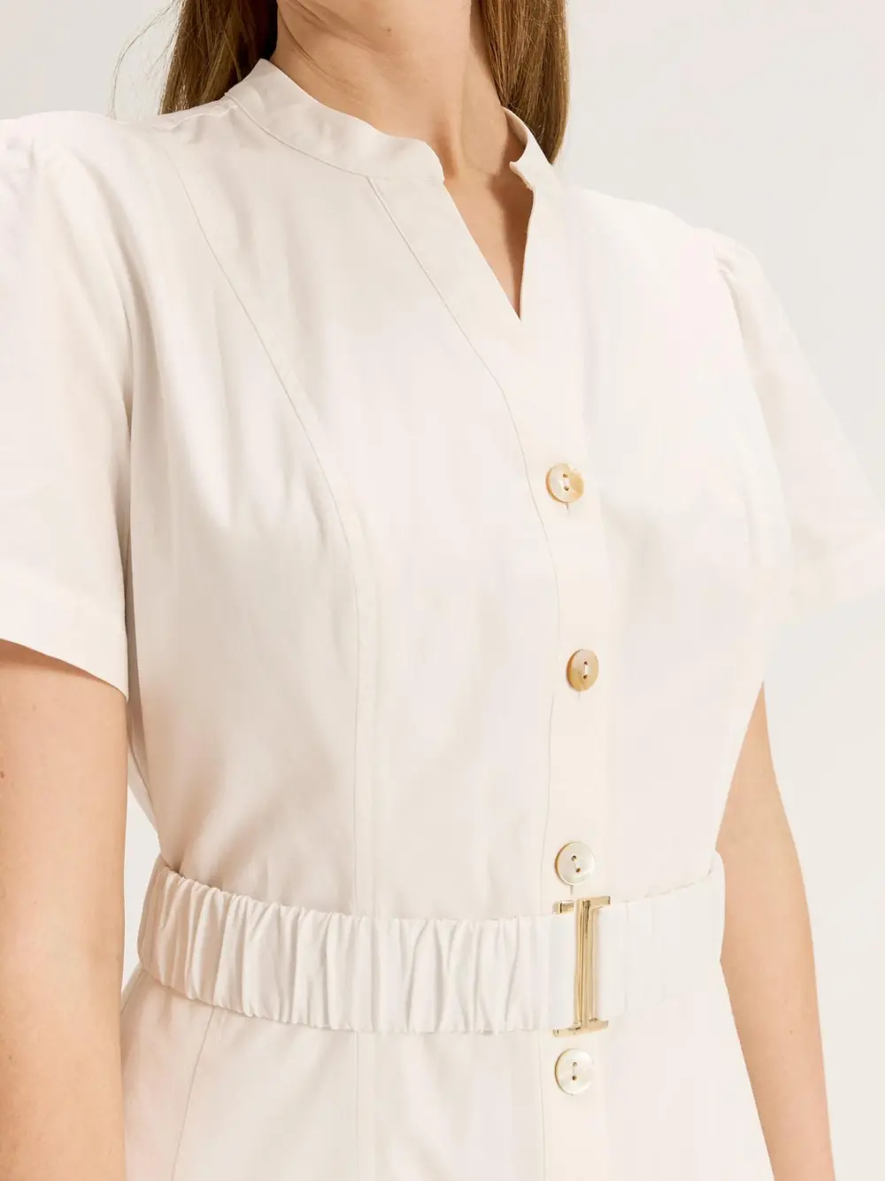 Solid Color Shirtdress with Belt