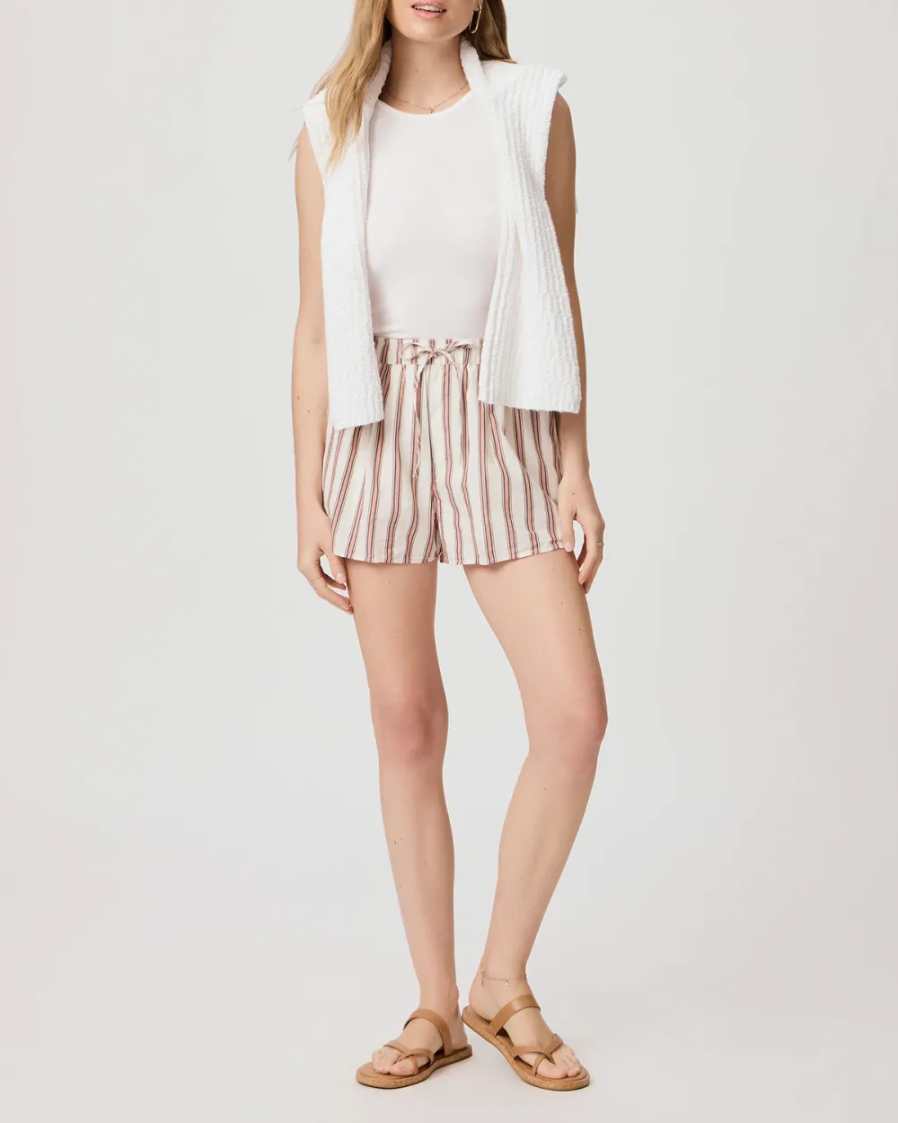 White And Red Striped Shorts