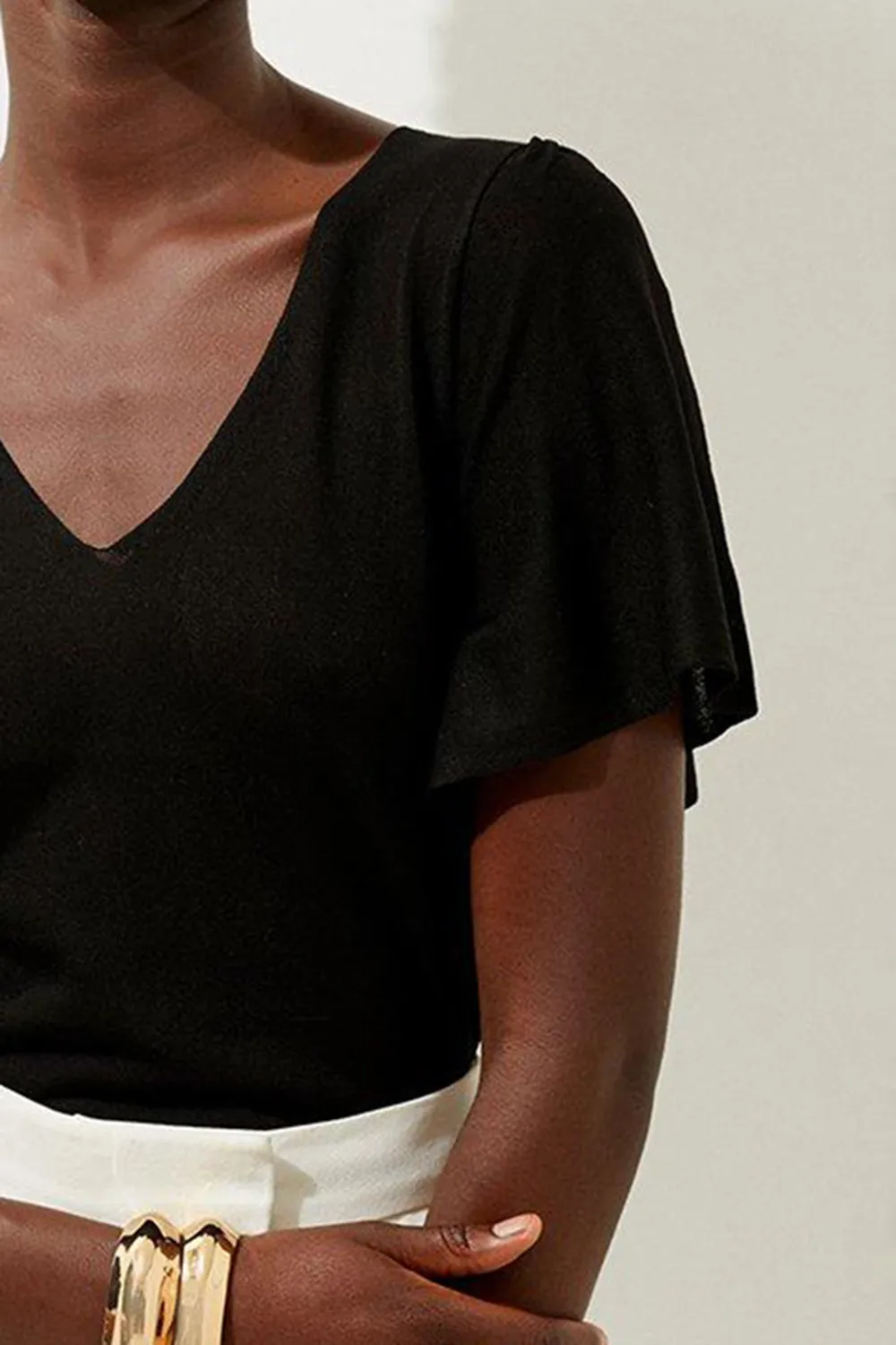 Lightweight Viscose Blend Summer Knit Angel Sleeve Top
