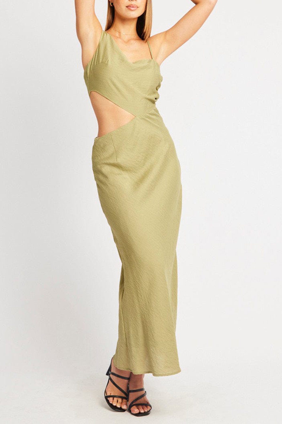Green Maxi Dress Cut Out Detail