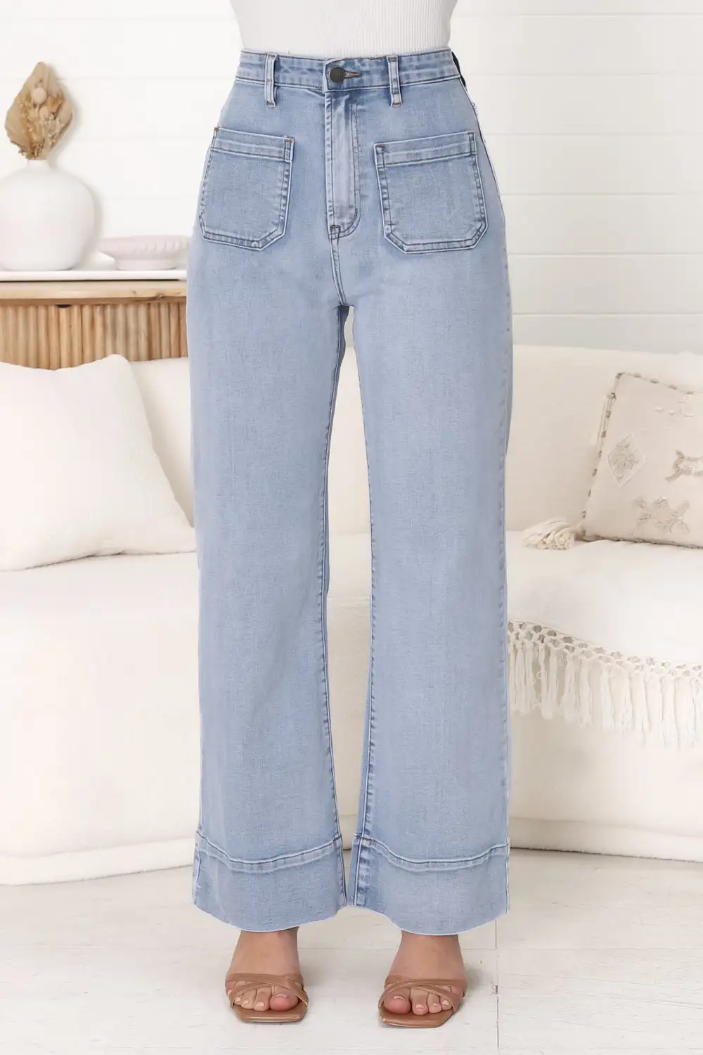 Light Blue High Waisted Wide Leg Jeans