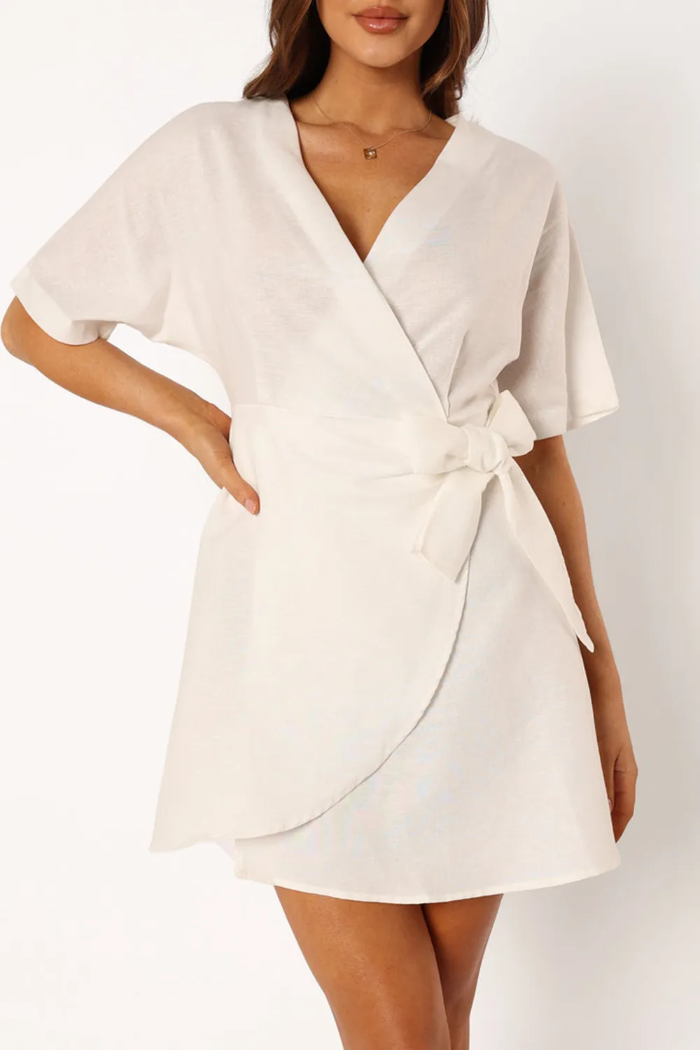 WHITE TULLE WRAP DRESS