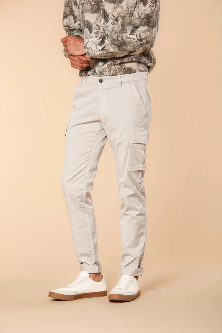 Men's Ice Gray Stretch Cotton Slim Fit Large Pocket Overalls