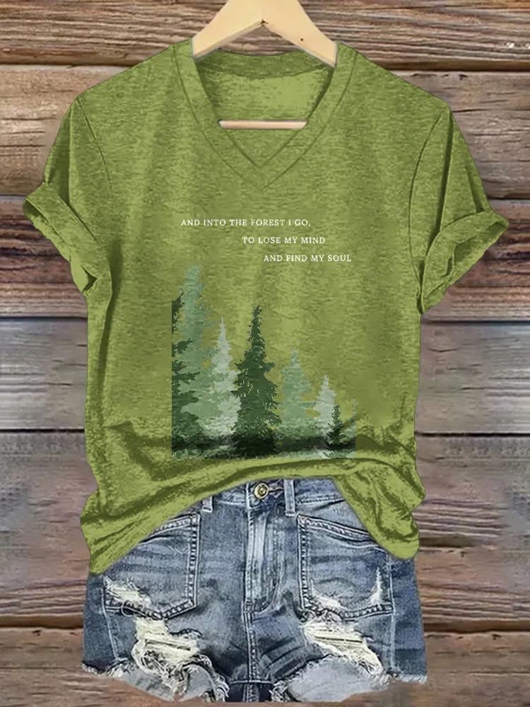 Women'S And Into The Forest I Go, To Lose My Mind And Find My Soul V-Neck T-Shirt