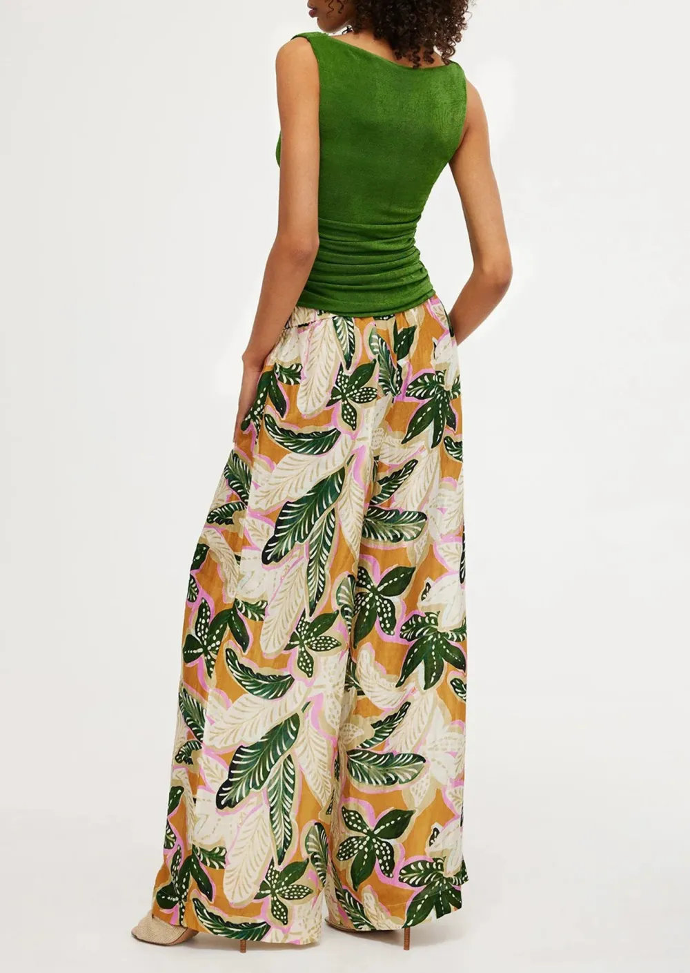 Ruched Sleeveless Cowl Neck Top
