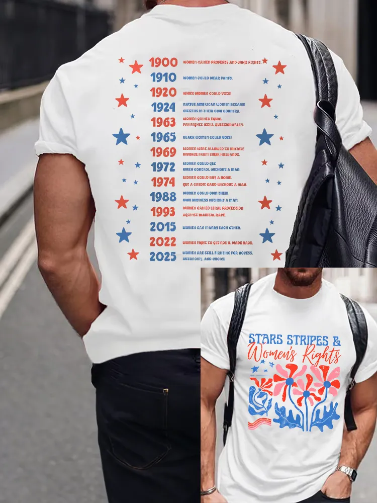 Men'S Stars Stripes And Women'S Rights Crew Neck Short Sleeve T-Shirt